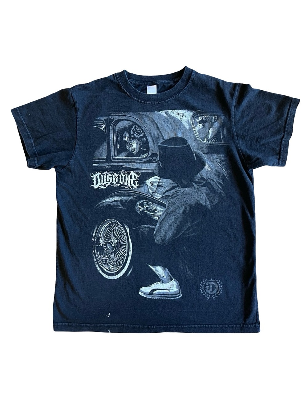 VTG DYSE ONE Reflections DGA Catrina Chicano Graphic Black Shirt Sz L Lowrider